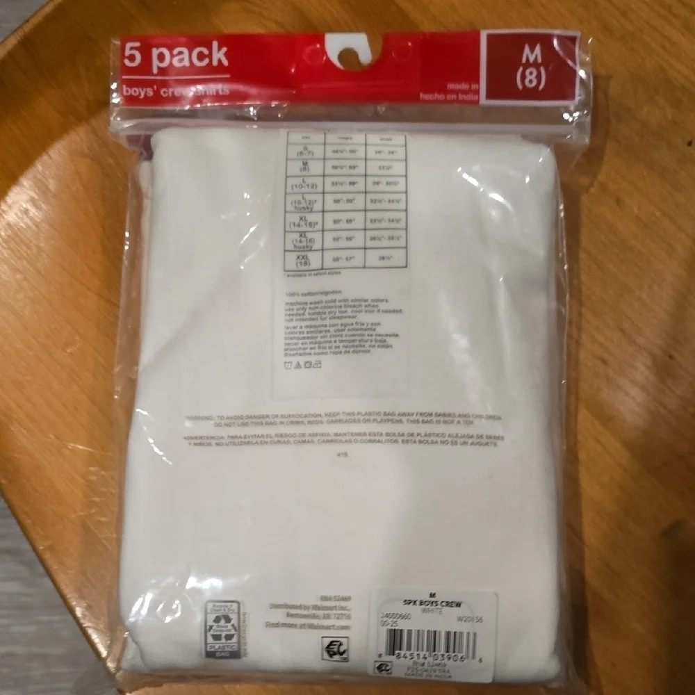 Wonder Nation Kids White Crew Shirts - 5 Pack